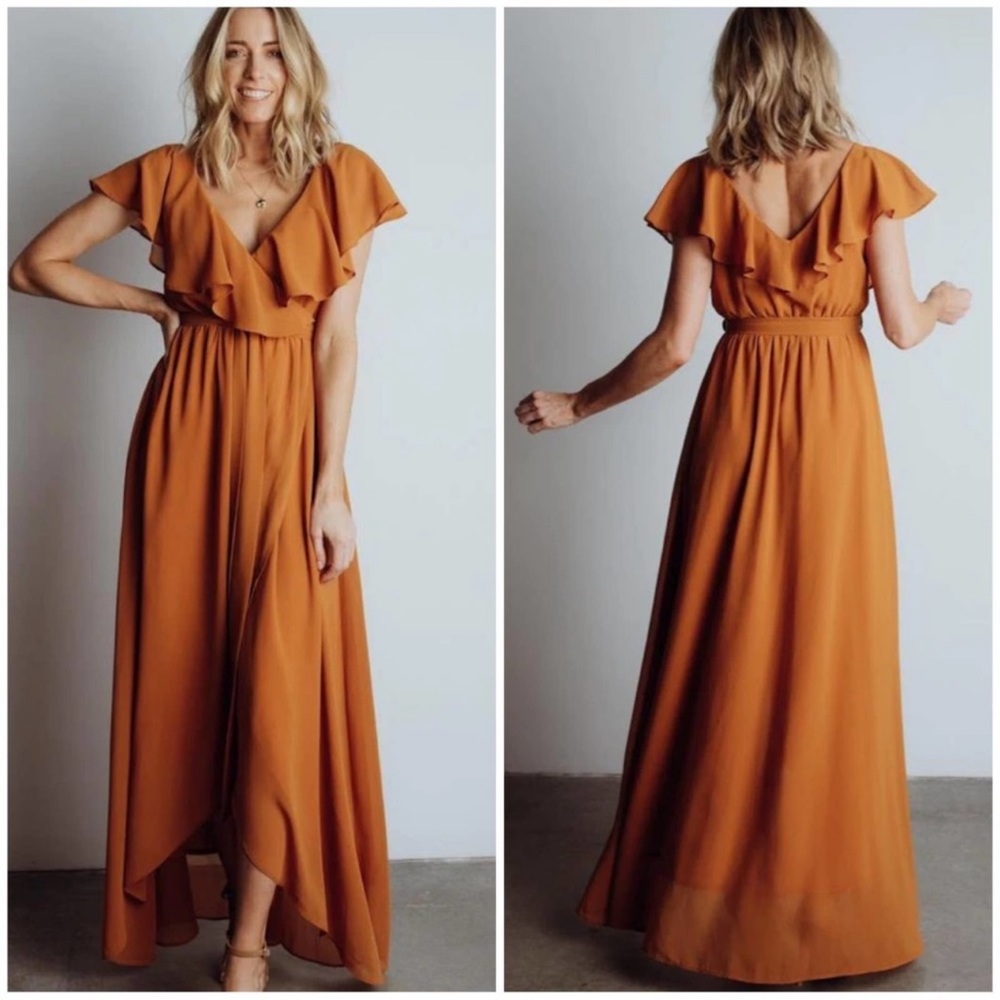 NWT Baltic Born Katia Ruffle Maxi Dress- Amber